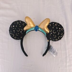 Disneyland minnie mouse ear headband, black with gold ribbon